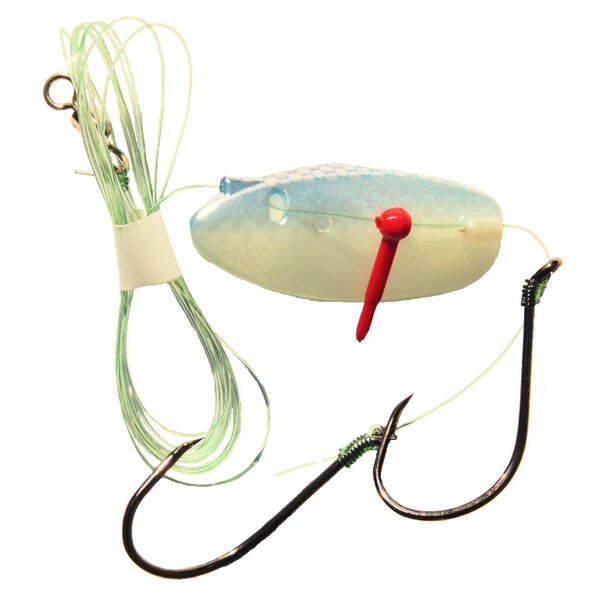 Krippled Anchovy Barbless Tandem, #604-Silver/Blue Scale on Glow