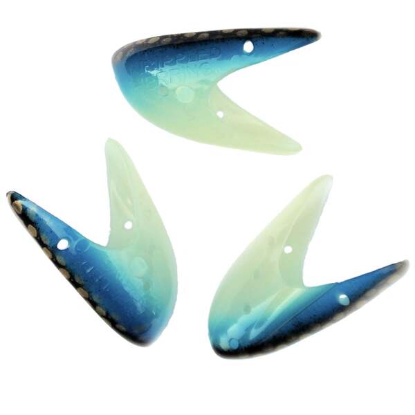 Krippled Herring #1 Unrigged 3-pack, #605- Blue Scale on Glow